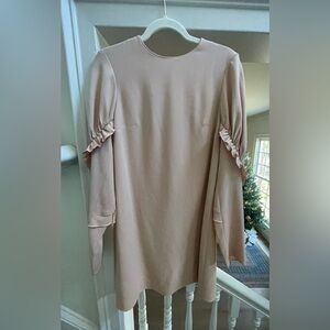 Tibi Tan Long Sleeve Dress with Ruffle Detail Size 6